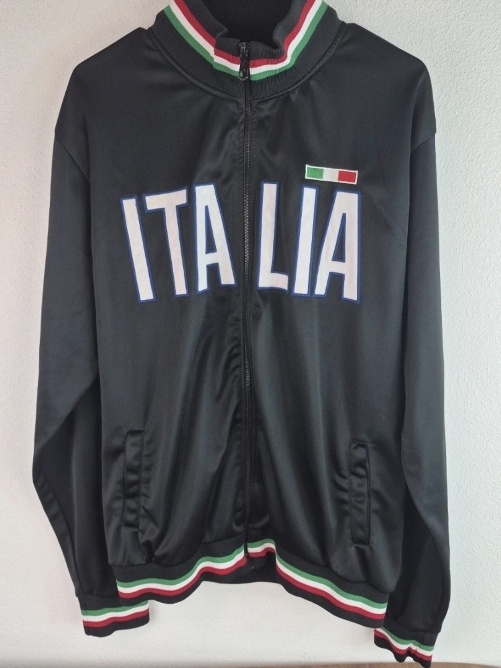 Italia Zip-Up Track Style Jacket with Tricolor Trim